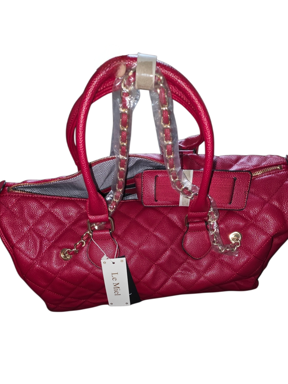 Brand New - Large Red Quilted Duffel Bag